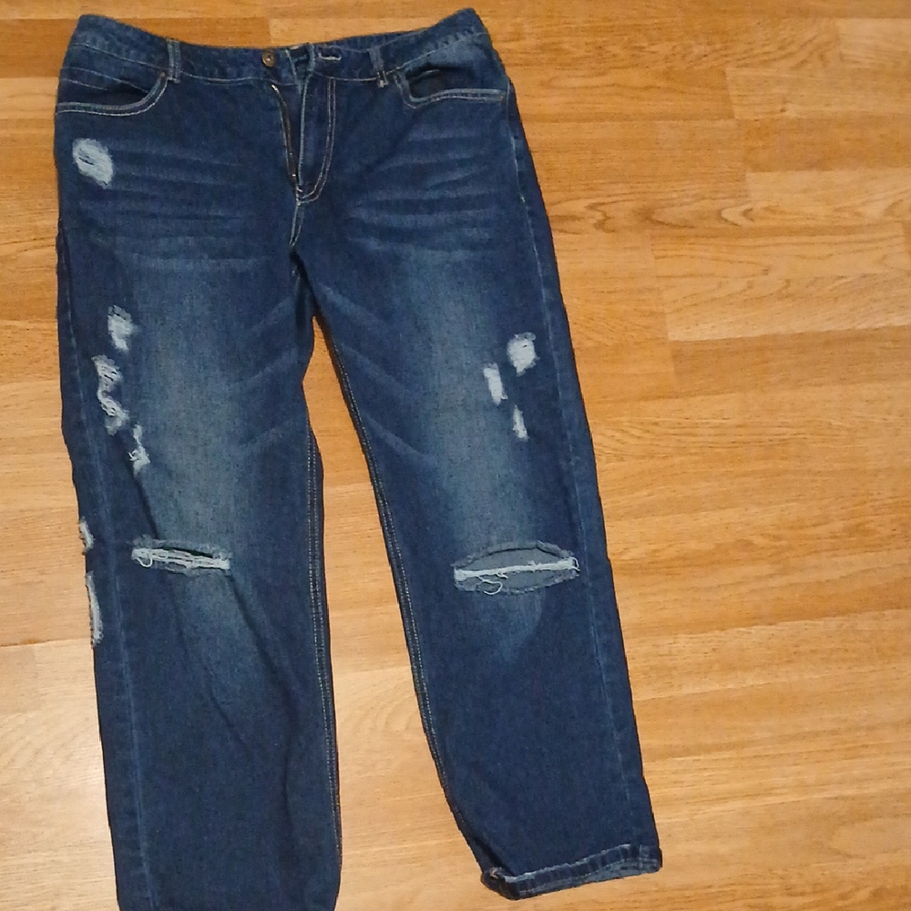 Womens Blue Distressed Jeans